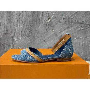 Louis Vuitton blue denim Helios Flat Sandal 1ACMOX 2024 (modeng-240417-05)