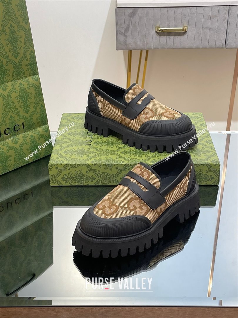 Gucci lug maxi GG loafer GG canvas Camel 2023 (modeng-23103029)