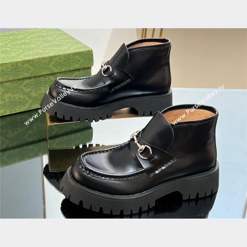 Gucci ankle boot with Horsebit 764204 Leather Black 2023 (kaola-23103033)