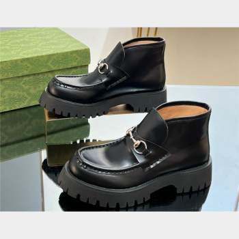 Gucci ankle boot with Horsebit 764204 Leather Black 2023 (kaola-23103033)
