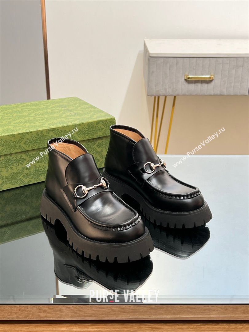 Gucci ankle boot with Horsebit 764204 Leather Black 2023 (kaola-23103033)