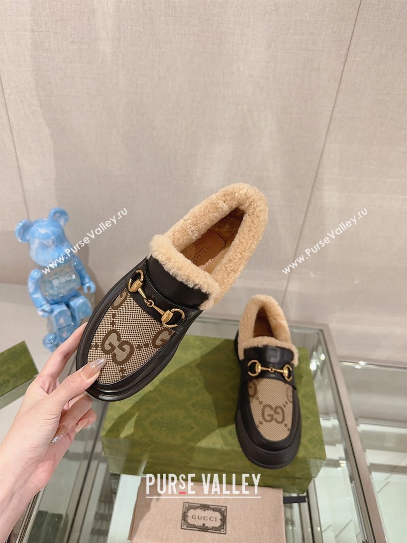 Gucci Wool Shearing Fur Loafer with Horsebit 06 2023 (kaola-23103046)