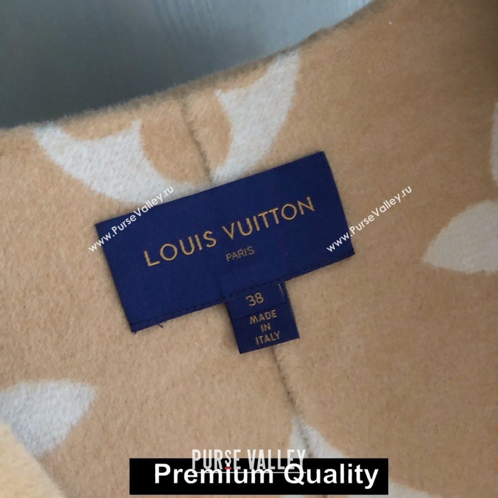 louis vuitton hooded wrap cashmere coat with belt 1A82GP BEIGE 2020 (QIQI-20206918)