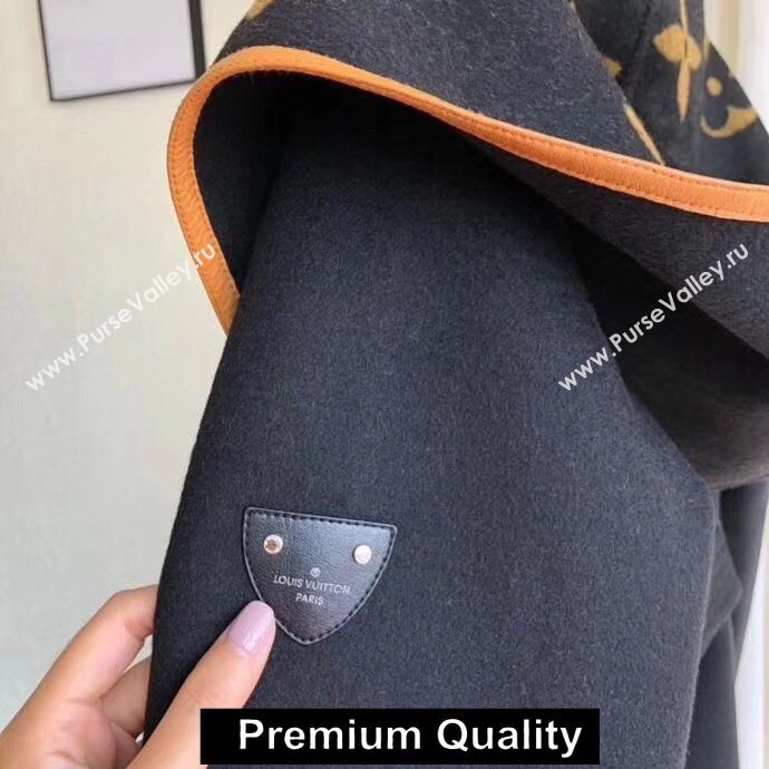 louis vuitton hooded wrap cashmere coat with belt 1A82GP BLACK/BEIGE 2020 (qiqi-20206971)