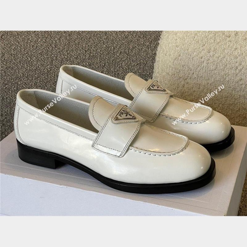 Prada Brushed leather loafers white 1D238M 2023 (kaola-231010-07)
