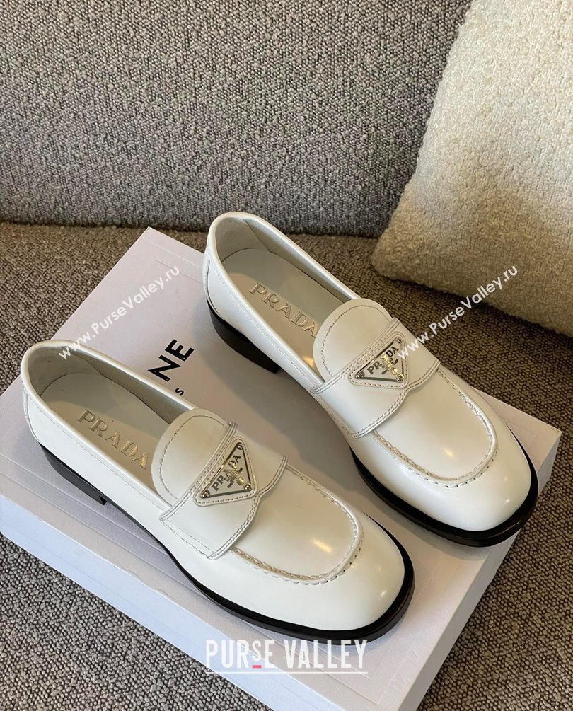 Prada Brushed leather loafers white 1D238M 2023 (kaola-231010-07)