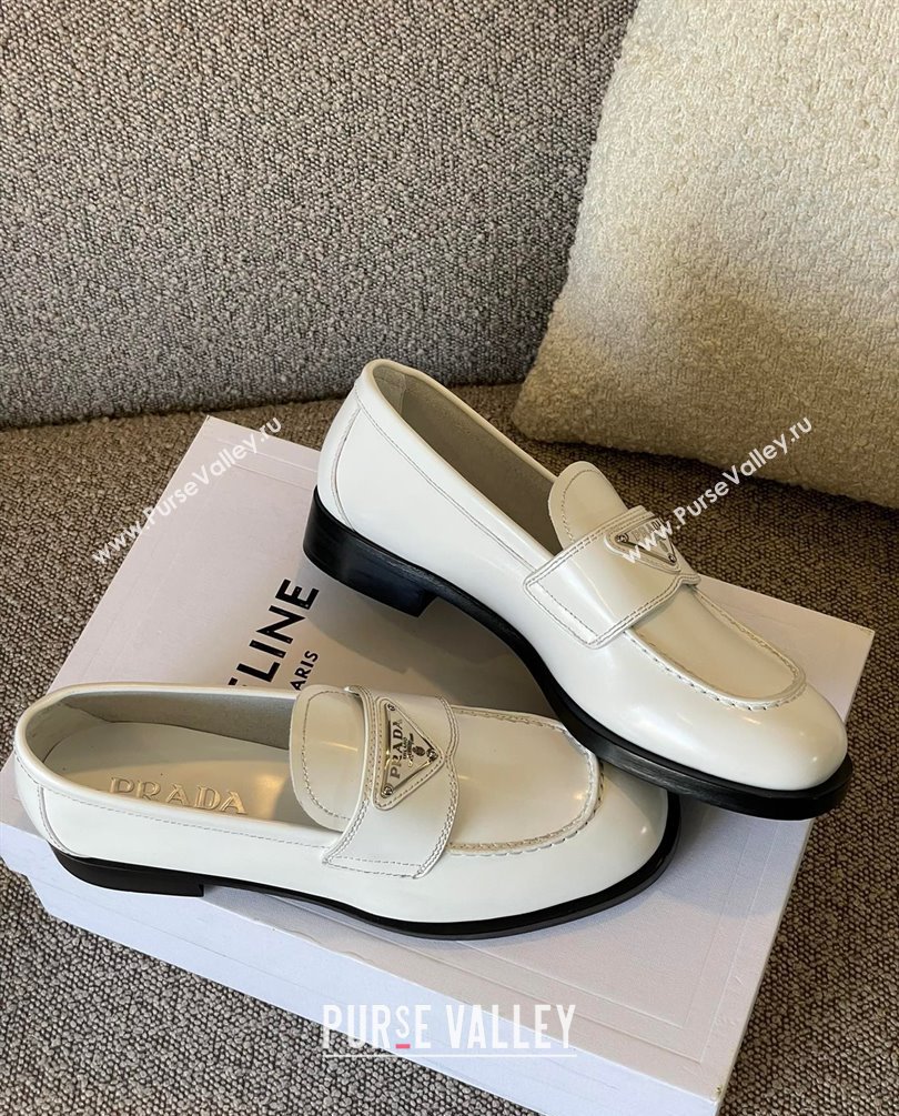Prada Brushed leather loafers white 1D238M 2023 (kaola-231010-07)