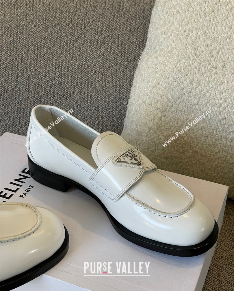 Prada Brushed leather loafers white 1D238M 2023 (kaola-231010-07)