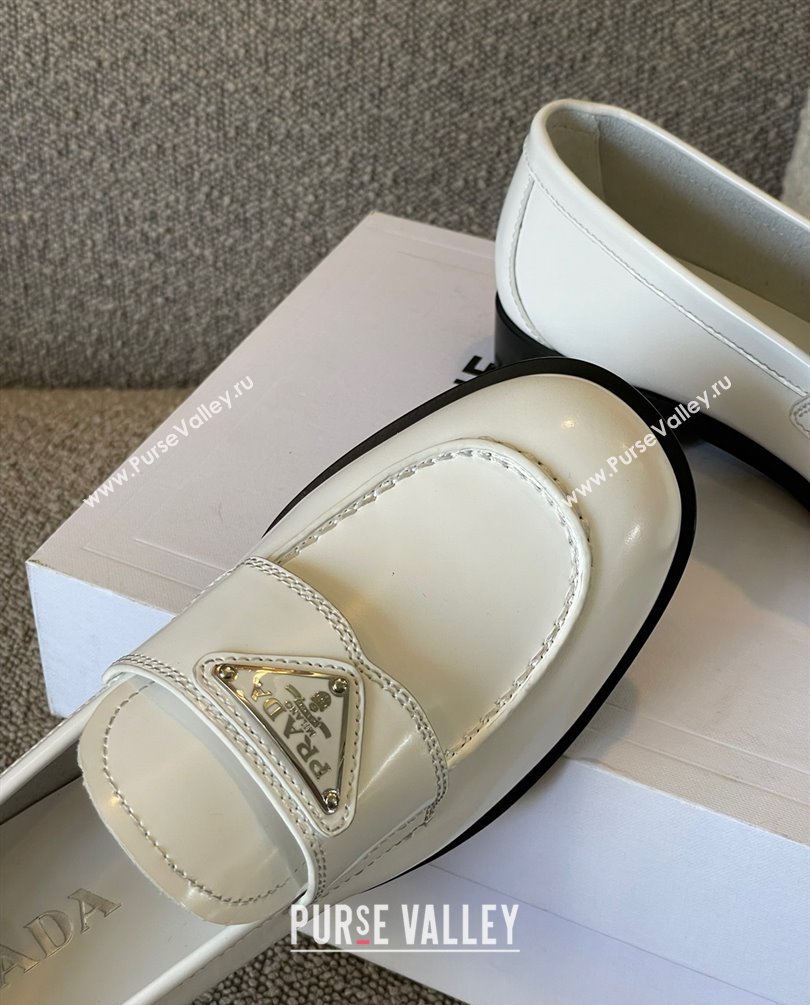 Prada Brushed leather loafers white 1D238M 2023 (kaola-231010-07)
