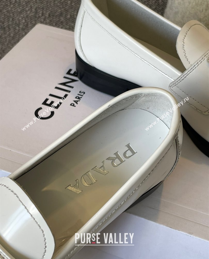 Prada Brushed leather loafers white 1D238M 2023 (kaola-231010-07)