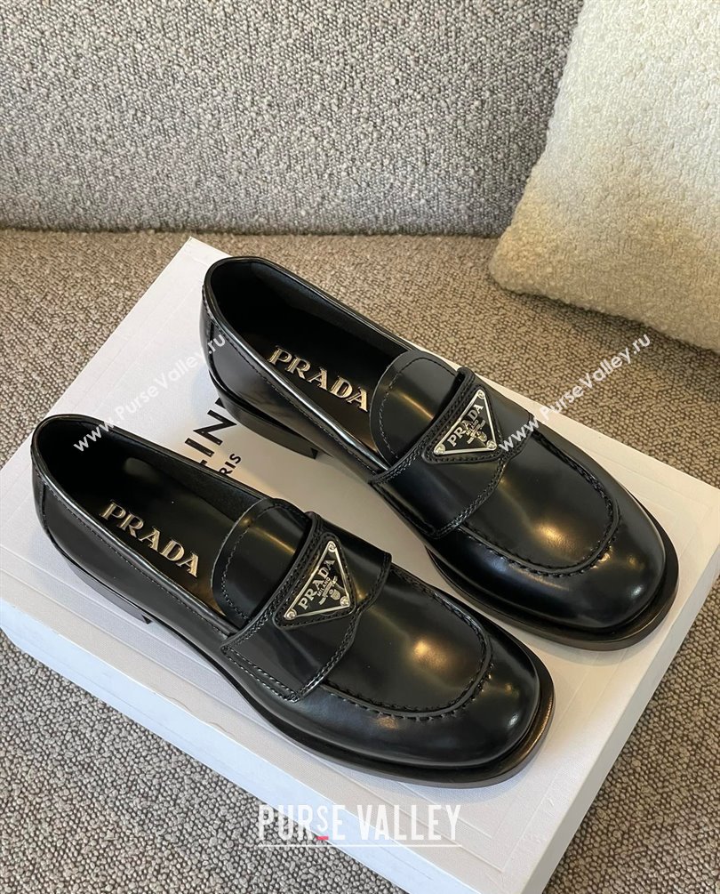 Prada Brushed leather loafers BLACK 1D238M 2023 (kaola-231010-08)