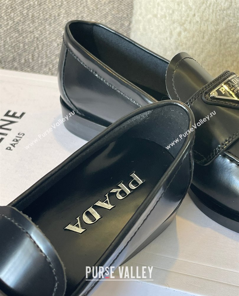 Prada Brushed leather loafers BLACK 1D238M 2023 (kaola-231010-08)