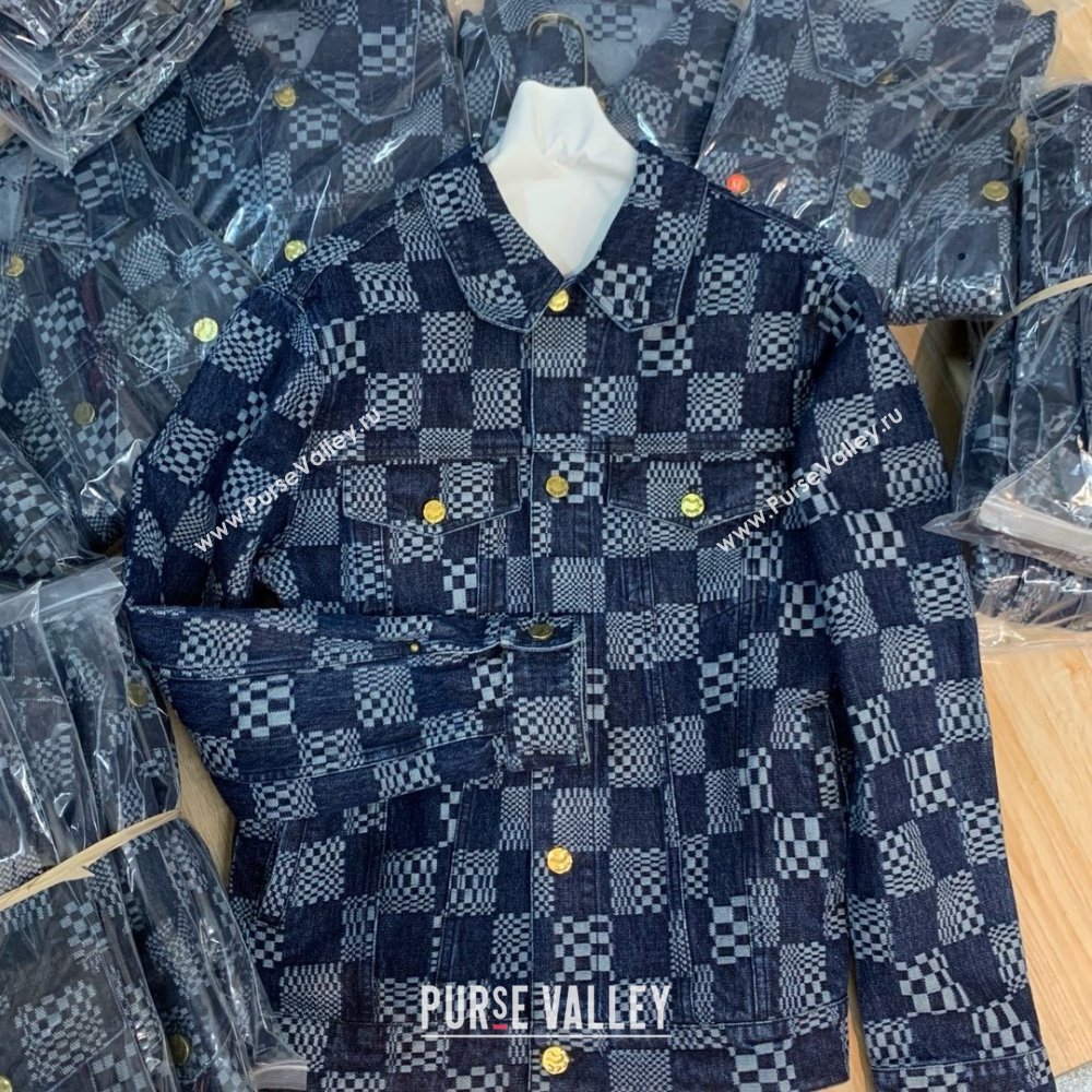 louis vuitton Distorted Damier Denim Jacket 2023 (qiqi-240126-02)