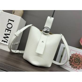 loewe mini Pebble Bucket bag in soft grained calfskin white 2024 (xinyidai-240319-02)