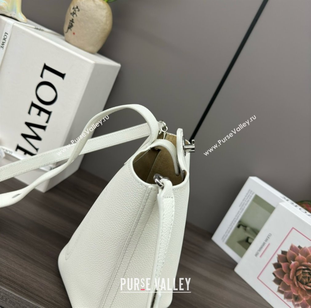 loewe mini Pebble Bucket bag in soft grained calfskin white 2024 (xinyidai-240319-02)