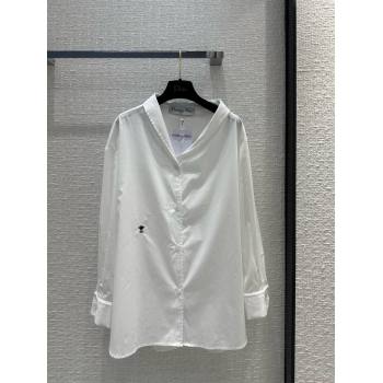 dior white Cotton Poplin Asymmetric Shirt 01 2024 (qiqi-240321-02)