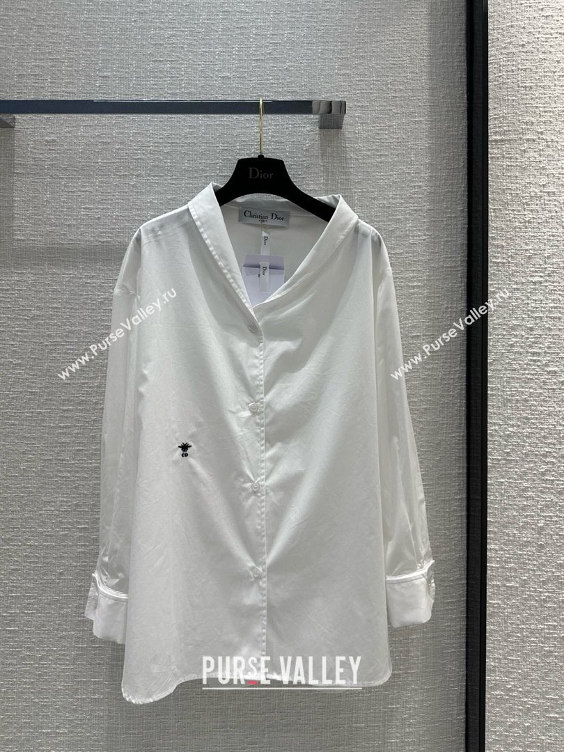 dior white Cotton Poplin Asymmetric Shirt 01 2024 (qiqi-240321-02)