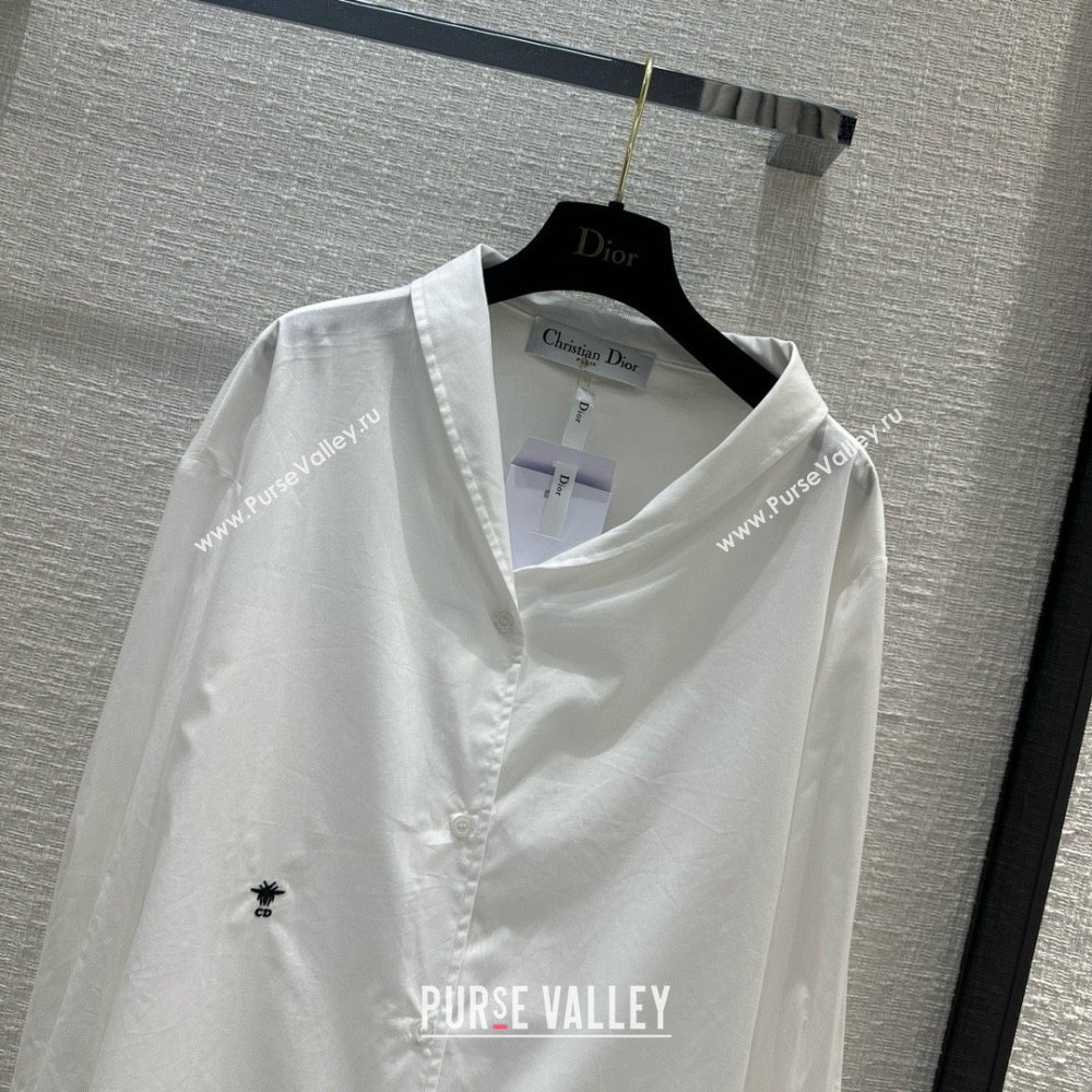 dior white Cotton Poplin Asymmetric Shirt 01 2024 (qiqi-240321-02)