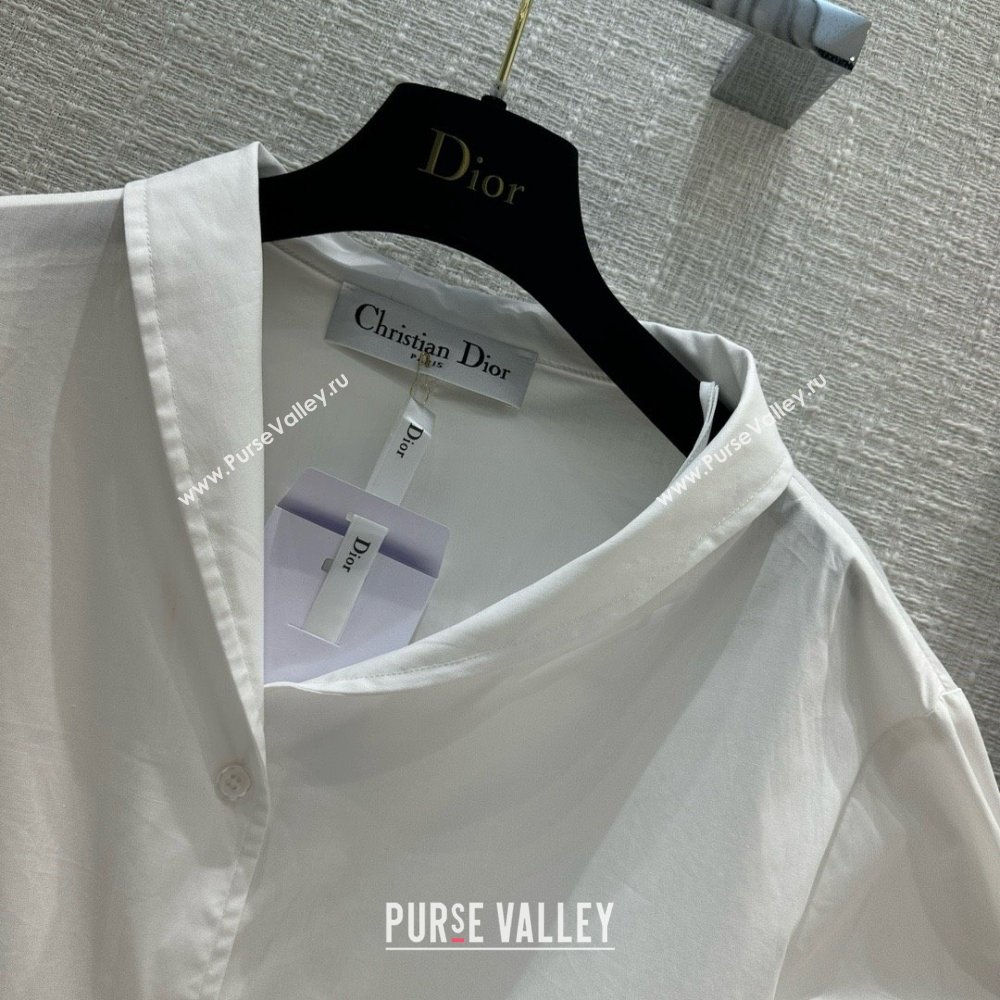 dior white Cotton Poplin Asymmetric Shirt 01 2024 (qiqi-240321-02)