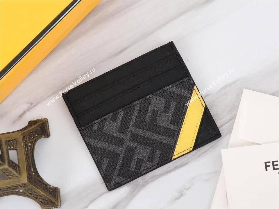 fendi Gray fabric Diagonal card holder (guoguo-231212-02)