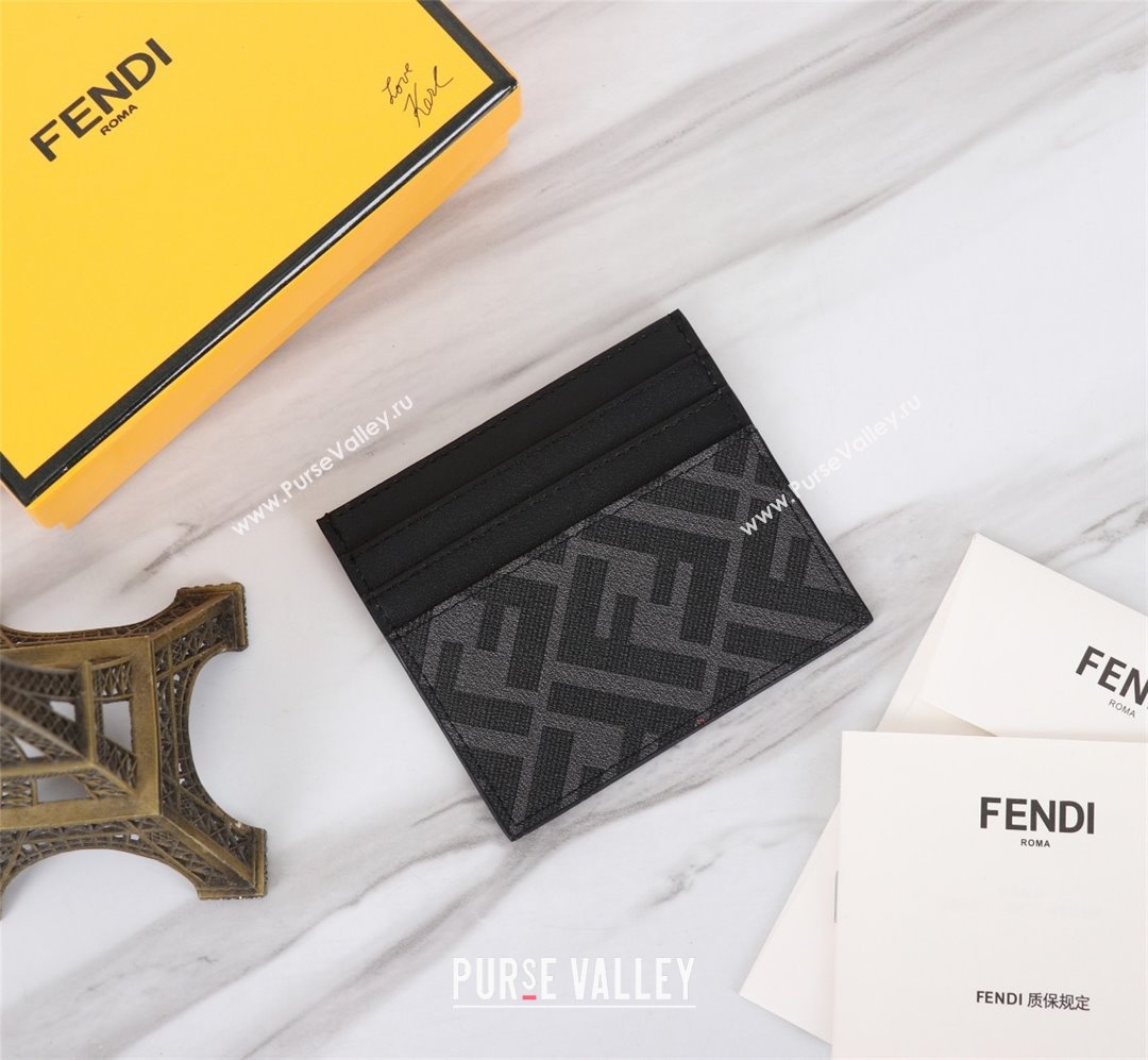 fendi Gray fabric Diagonal card holder (guoguo-231212-02)