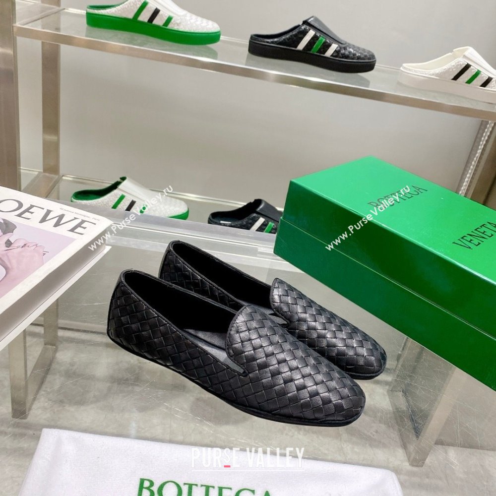 Bottega Veneta Intrecciato Sunday Slippers Loafers Black 2023 (kaola-23103128)