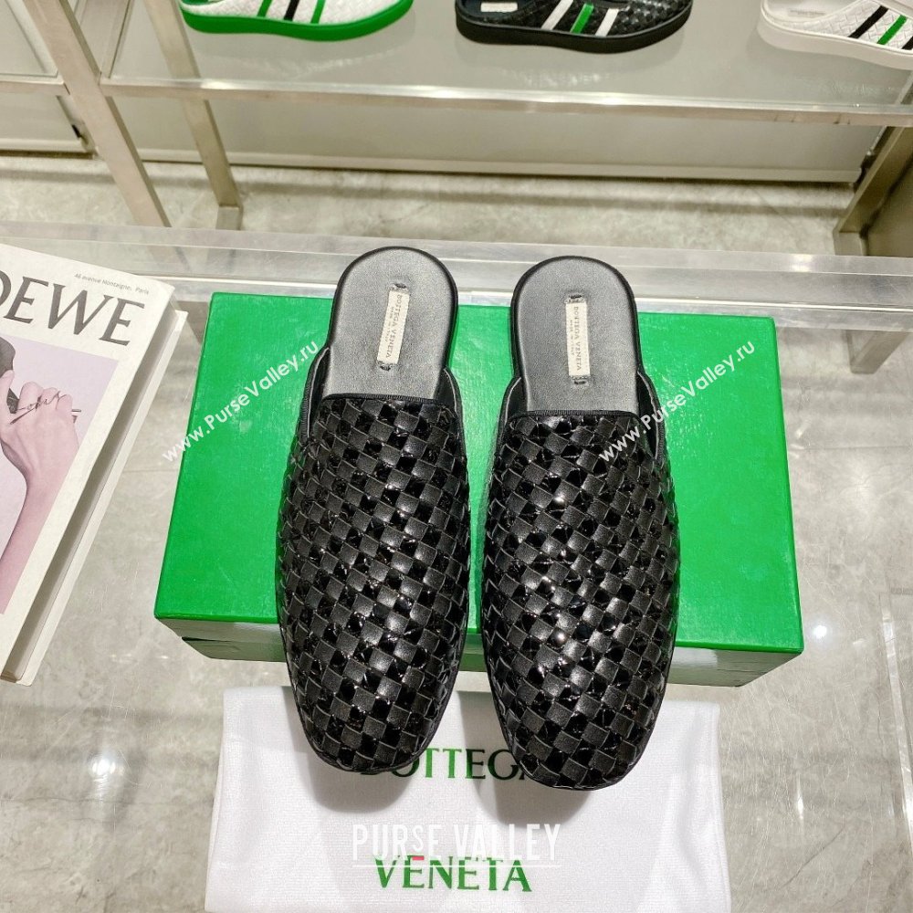 Bottega Veneta Intrecciato Fiandra Slippers Patent Black 2023 (kaola-23103122)