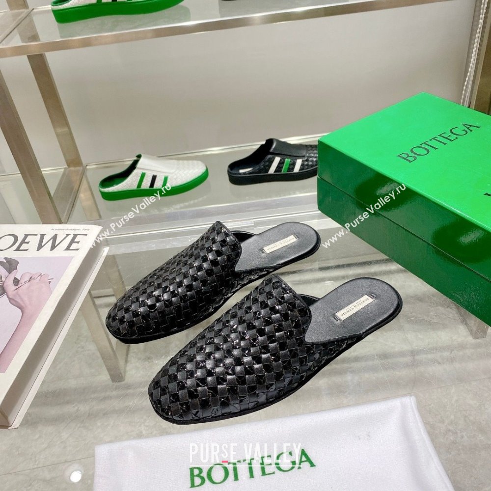 Bottega Veneta Intrecciato Fiandra Slippers Patent Black 2023 (kaola-23103122)