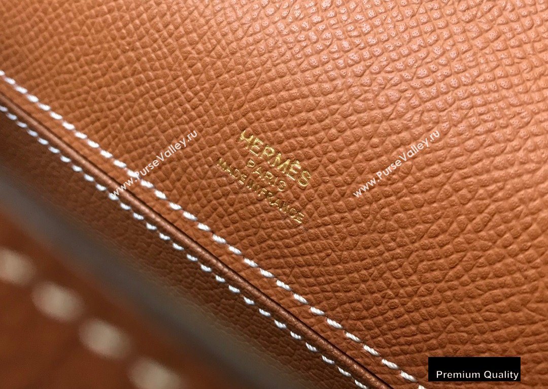 HERMES KELLY 22 EPSOM LEATHER CLUTCH BAG IN CAMEL (FULI-6931)