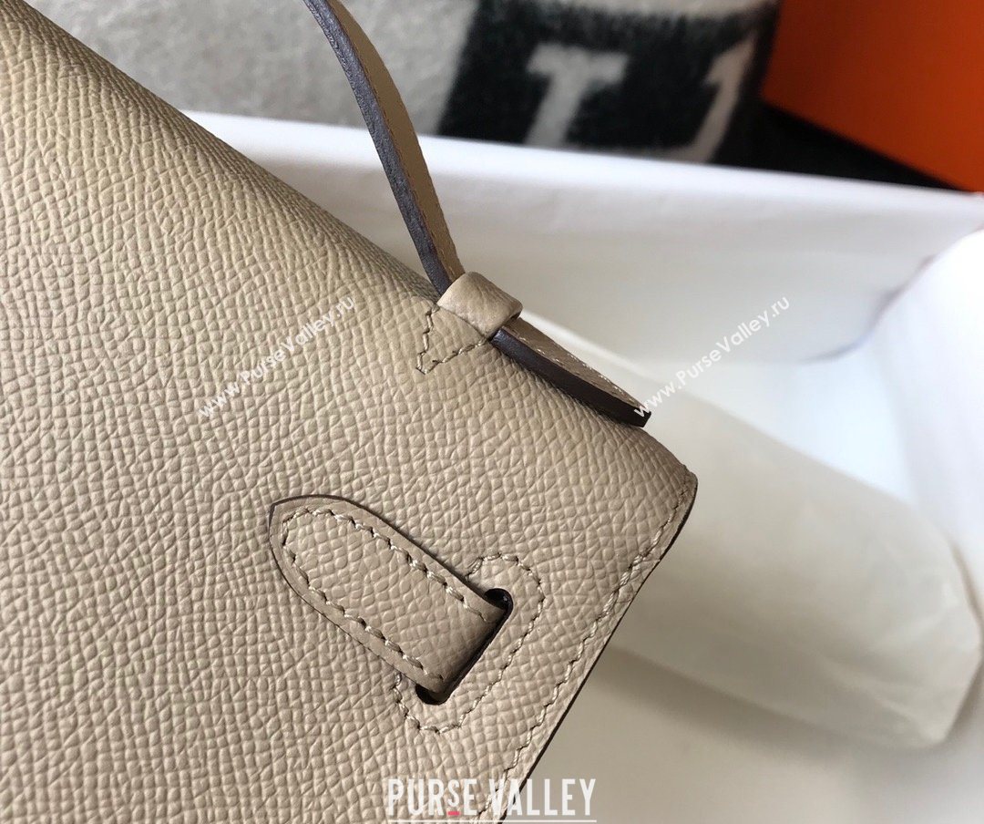 HERMES KELLY 22 EPSOM LEATHER CLUTCH BAG IN ETAIN (FULI-1782)