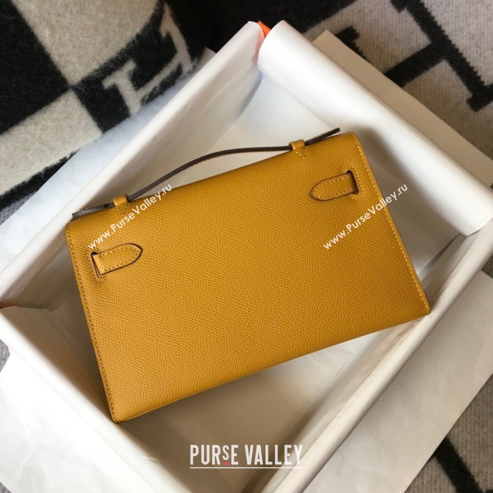 HERMES KELLY 22 EPSOM LEATHER CLUTCH BAG IN YELLOW (FULI-8716)