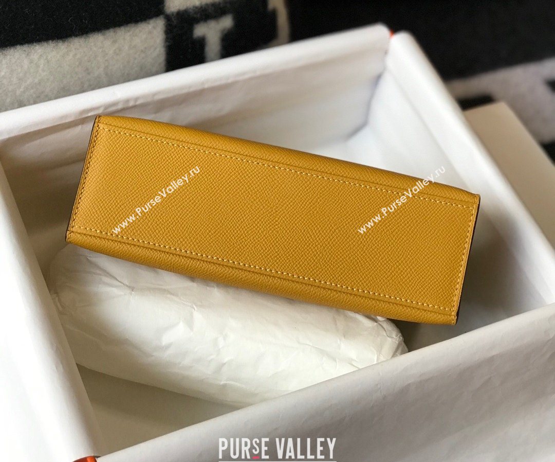 HERMES KELLY 22 EPSOM LEATHER CLUTCH BAG IN YELLOW (FULI-8716)