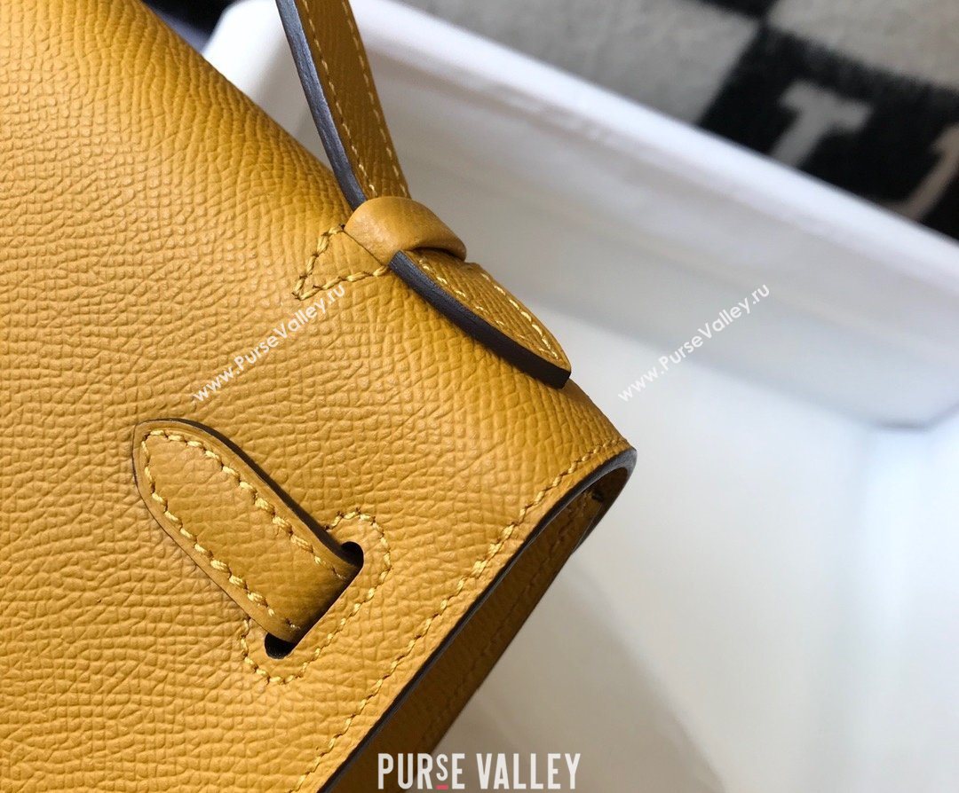 HERMES KELLY 22 EPSOM LEATHER CLUTCH BAG IN YELLOW (FULI-8716)