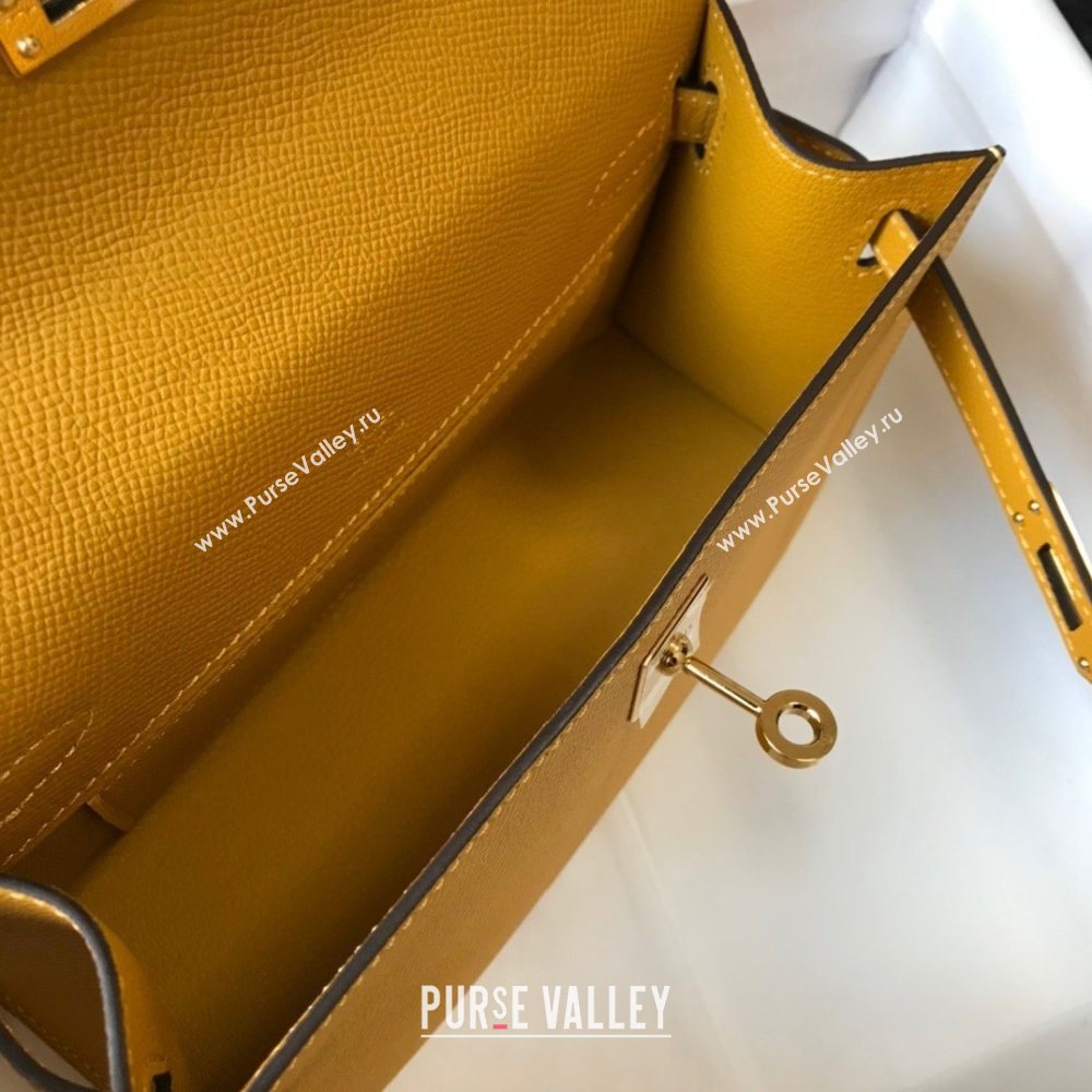 HERMES KELLY 22 EPSOM LEATHER CLUTCH BAG IN YELLOW (FULI-8716)