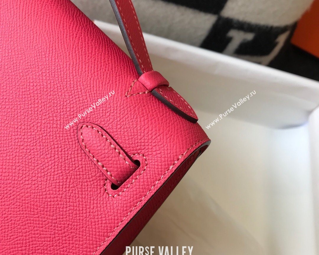 HERMES KELLY 22 EPSOM LEATHER CLUTCH BAG IN ROUGE (FULI-1274)