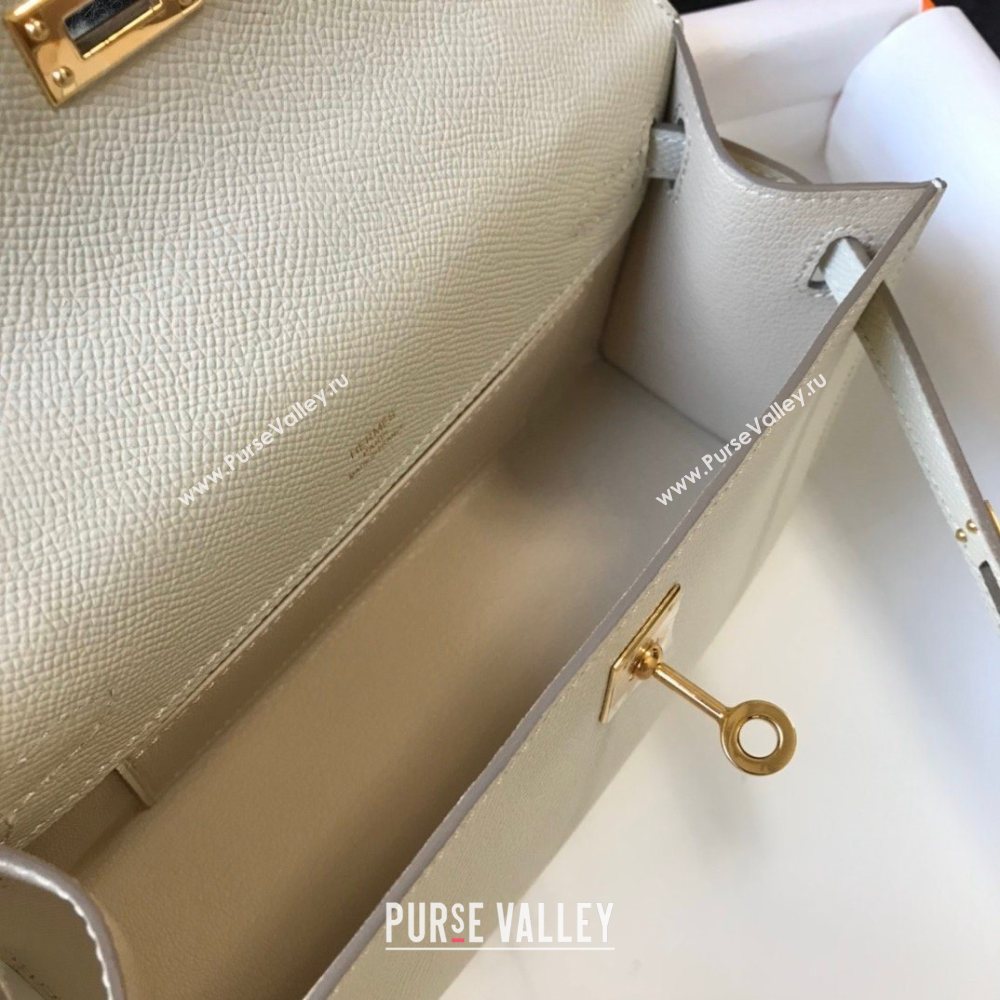 HERMES KELLY 22 EPSOM LEATHER CLUTCH BAG IN WHITE (FULI-4367)