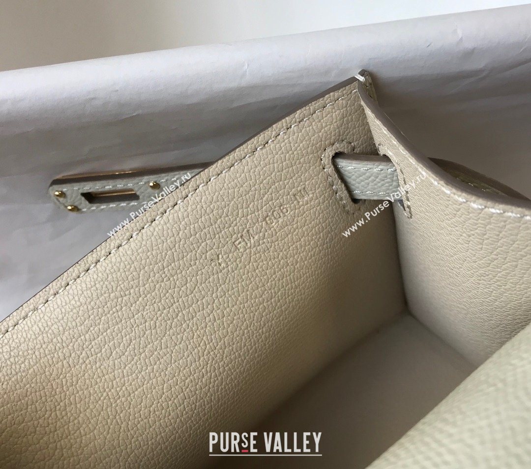 HERMES KELLY 22 EPSOM LEATHER CLUTCH BAG IN WHITE (FULI-4367)