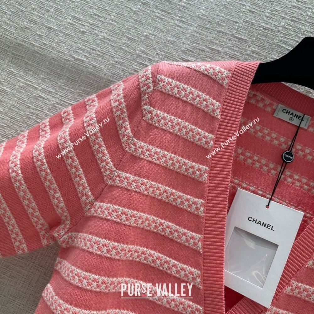 chanel Cotton Mixed Fibers Pink Ecru cardigan 2024 (qiqi-240126-05)