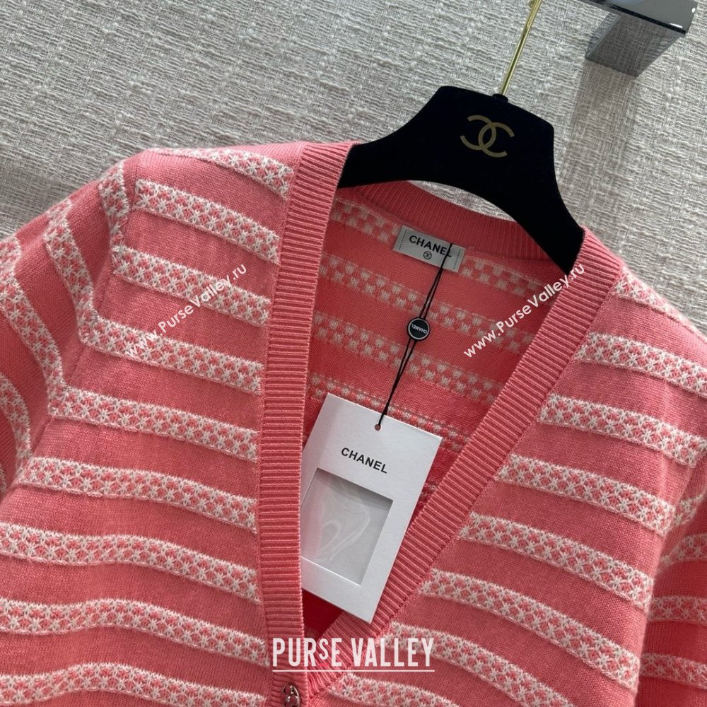 chanel Cotton Mixed Fibers Pink Ecru cardigan 2024 (qiqi-240126-05)