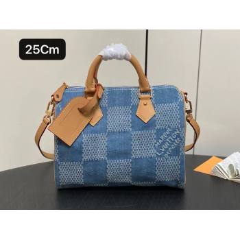 louis vuitton Damier Denim 3D speedy 25 bag 2024 (kiki-240422-02)