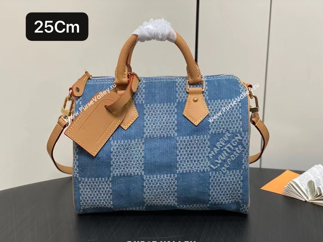 louis vuitton Damier Denim 3D speedy 25 bag 2024 (kiki-240422-02)