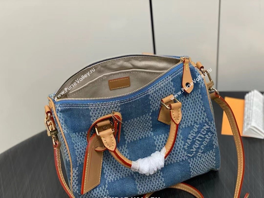 louis vuitton Damier Denim 3D speedy 25 bag 2024 (kiki-240422-02)