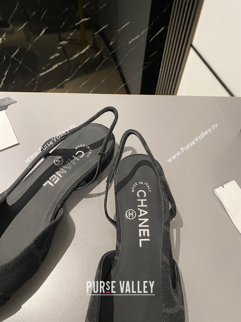 Chanel Heel 1.5cm Flat Slingbacks G31319 Print Denim Black 2023 (modeng-23103107)