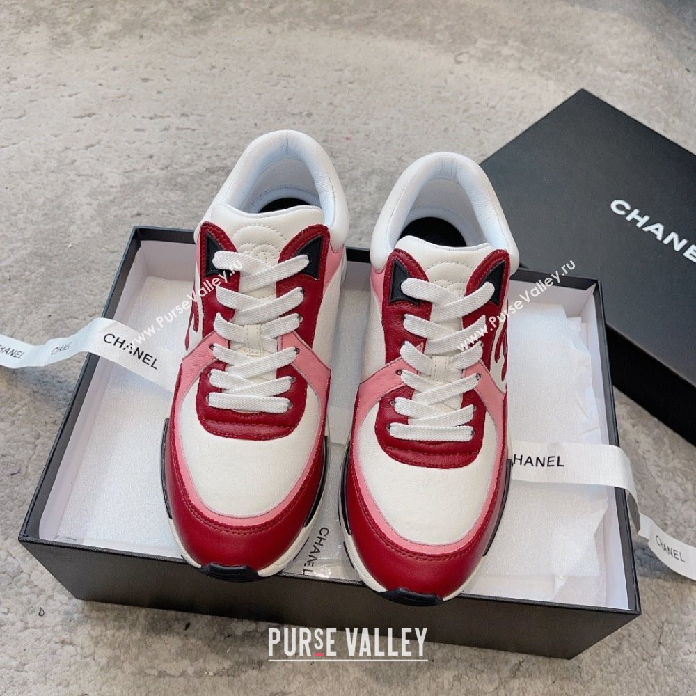 chanel Light Burgundy, White & Pink Calfskin sneakers G45333 2023 (ssxy-231013-08)