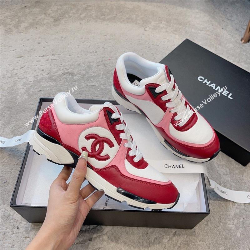chanel Light Burgundy, White & Pink Calfskin sneakers G45333 2023 (ssxy-231013-08)