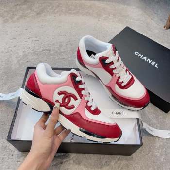 chanel Light Burgundy, White & Pink Calfskin sneakers G45333 2023 (ssxy-231013-08)