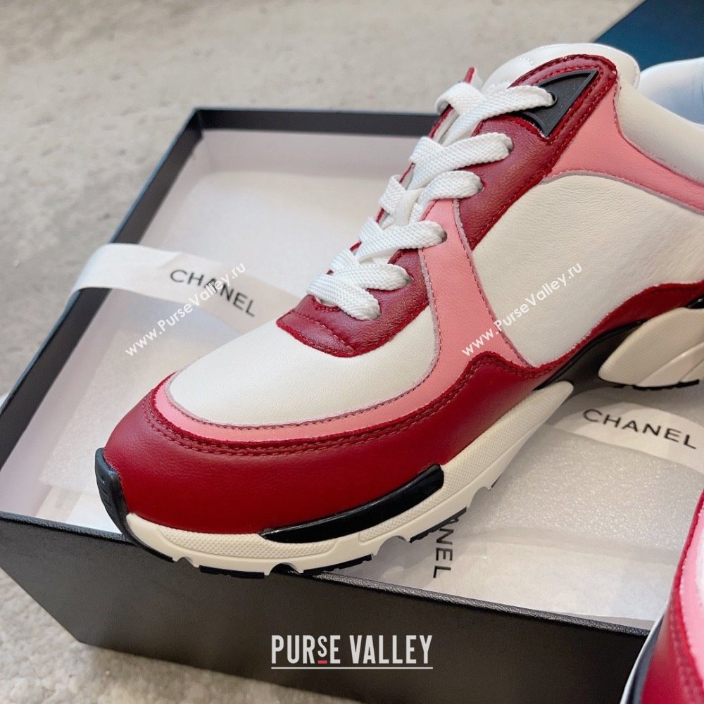 chanel Light Burgundy, White & Pink Calfskin sneakers G45333 2023 (ssxy-231013-08)