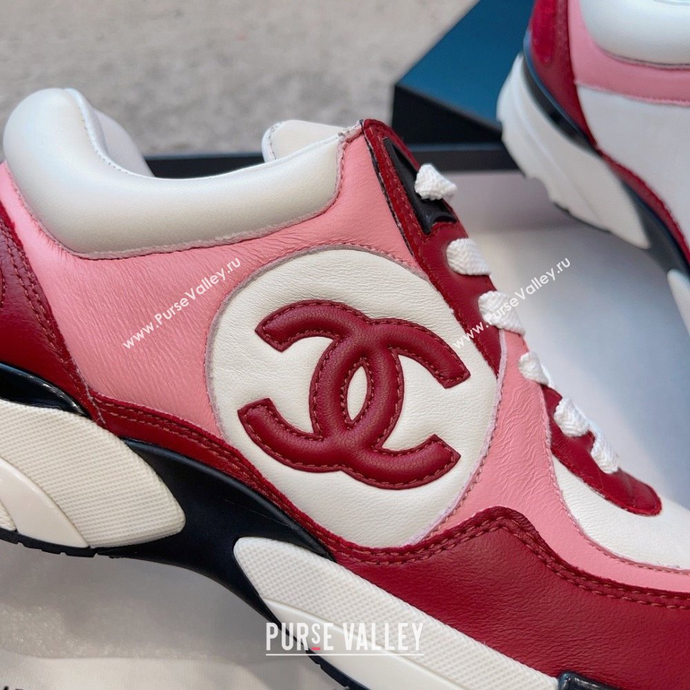 chanel Light Burgundy, White & Pink Calfskin sneakers G45333 2023 (ssxy-231013-08)