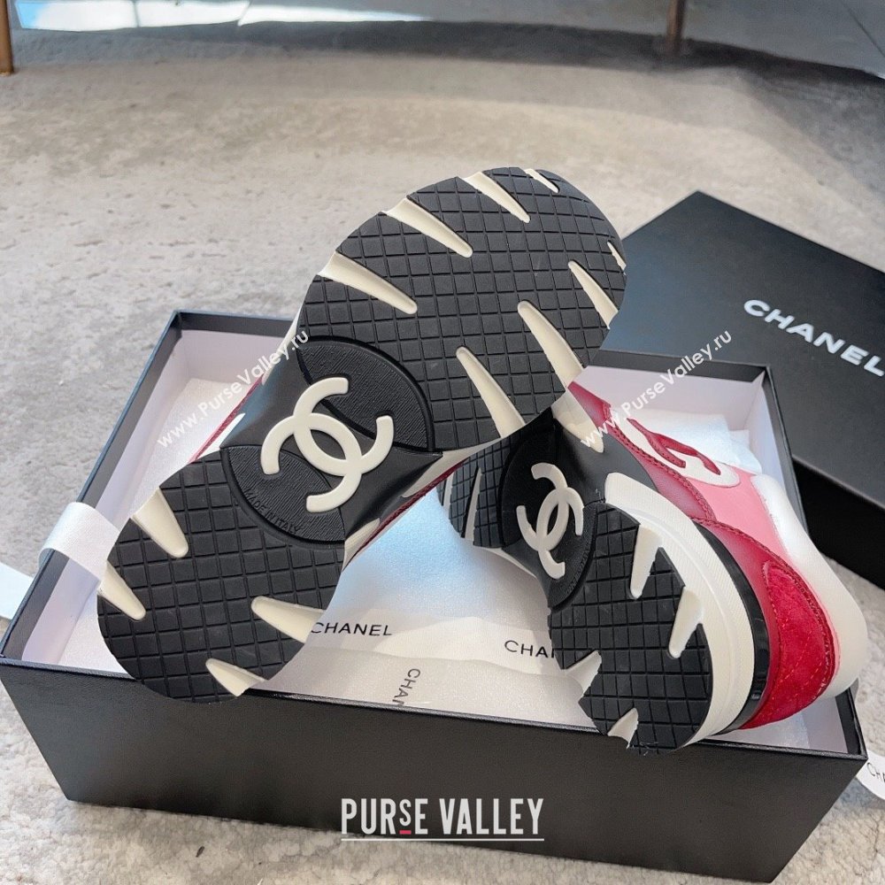 chanel Light Burgundy, White & Pink Calfskin sneakers G45333 2023 (ssxy-231013-08)
