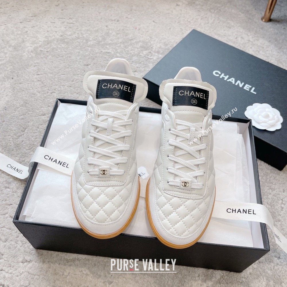 chanel white Calfskin & Suede Calfskin sneakers G45335 2023 (ssxy-231013-03)